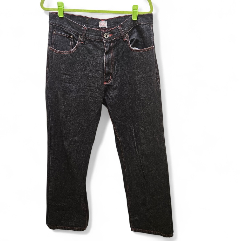 Vintage Noiz Skater Mens Jeans W36 L32 Black Denim Red Stitching G Logo Y2K